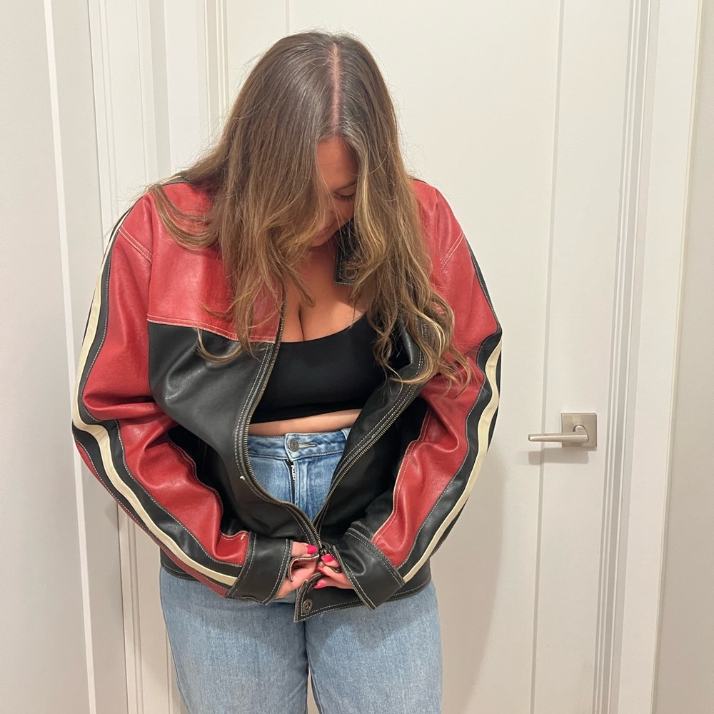 Vintage leather motorcycle jacket